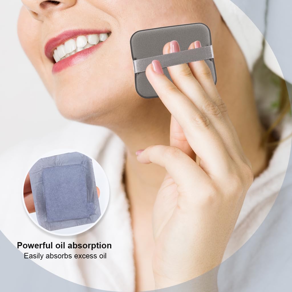 MAYCREATE Face Blotting Paper for Oily Skin with Built-in Mirror & Powder Puff | 100 pcs Natural Linen Sheets