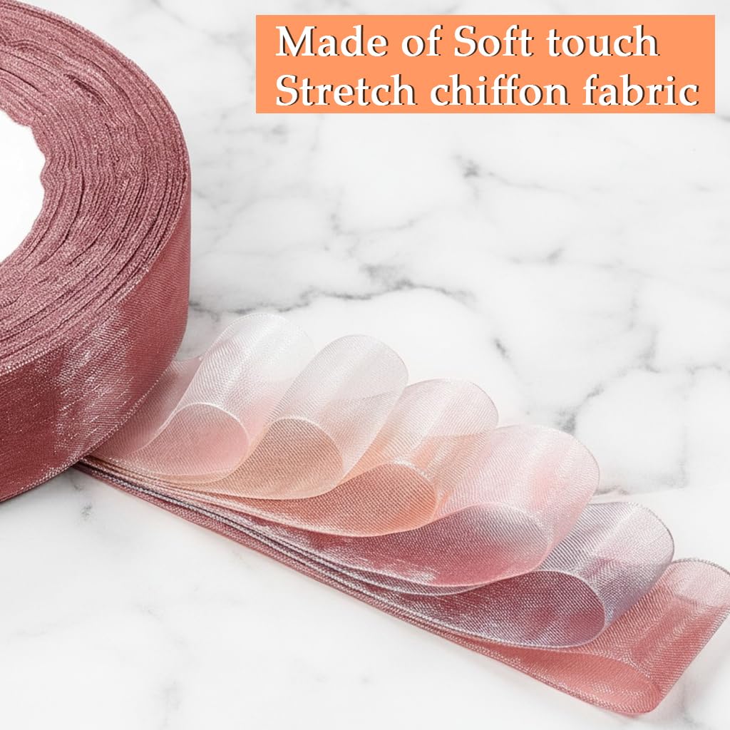 ZIBUYU Organza Ribbon Rolls for Gift Wrapping and Party Décor featuring 6 Multicolor Sheer Chiffon