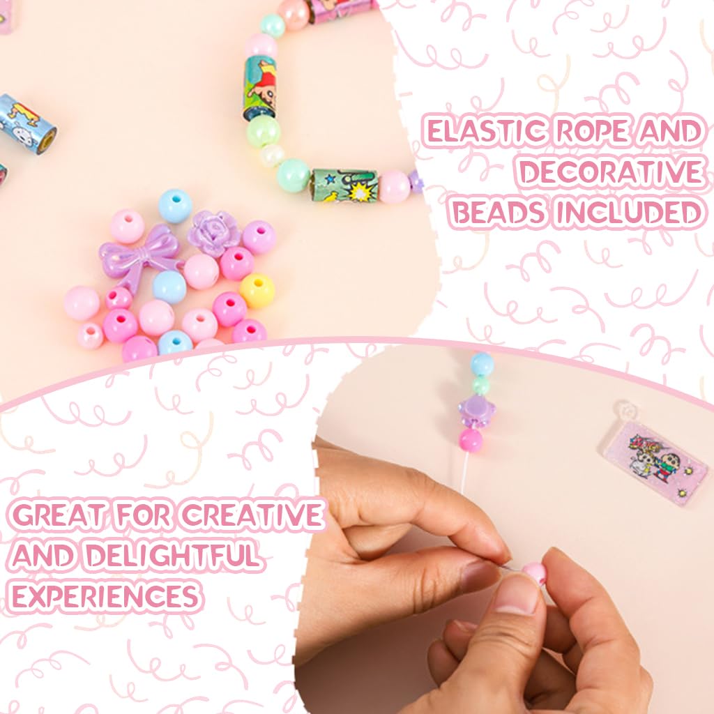 PATPAT DIY Bracelet Making Kit with 150 Sticker Rolls and Spacer Beads for Girls | Fun Craft Gift
