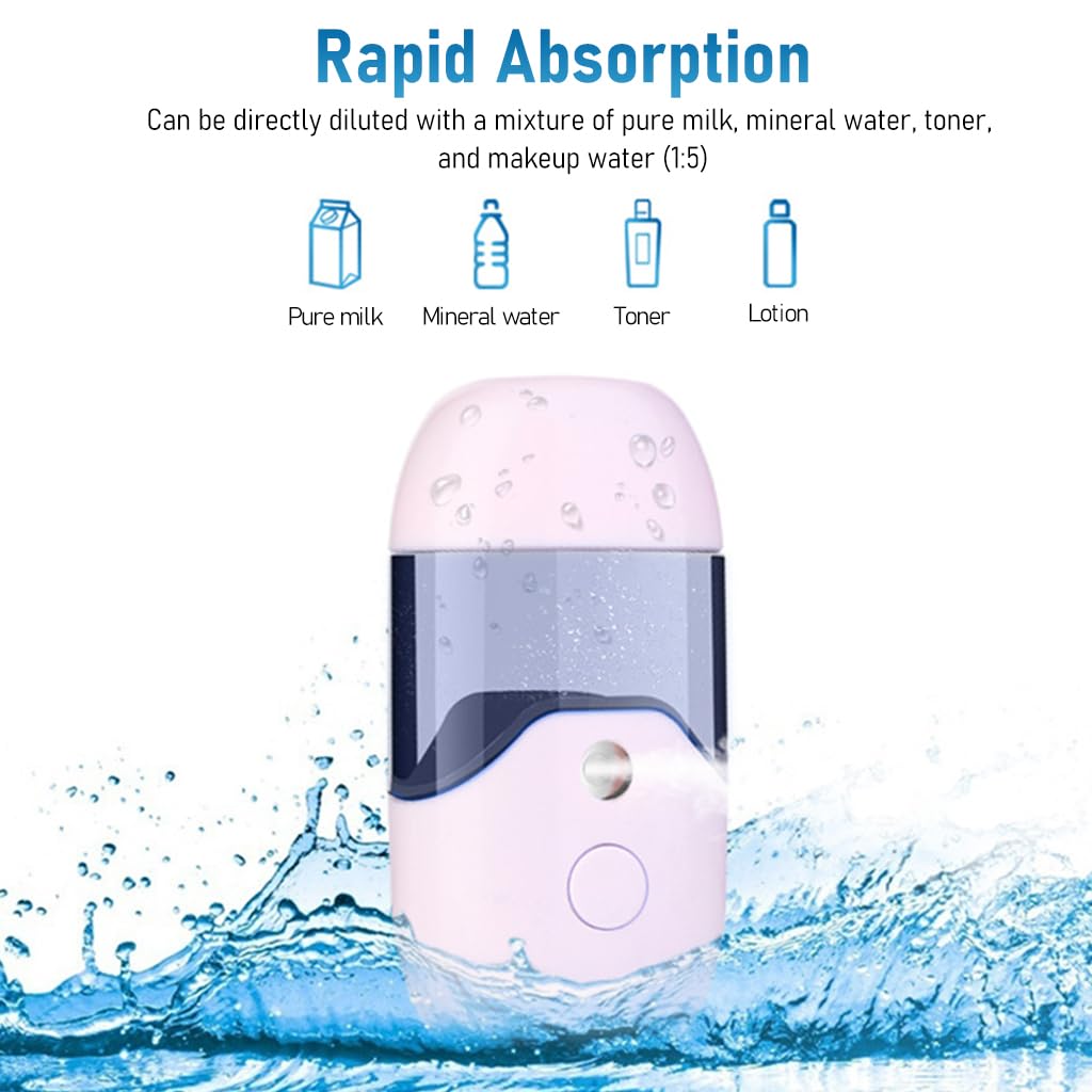 MAYCREATE® Nano Facial Mist Sprayer, 50ml Mini Portable Nano Face Mist Spray Machine Mister, USB Rechargeable Beauty Skin Care Machine for Face Hydrating, Daily Makeup