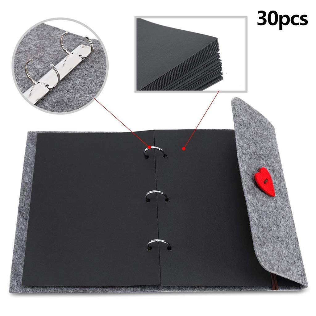 HASTHIP Photo Album for Scrapbooking with 30 Sheets Felt Cover | Grey 7.5 x 6.9 in Memory Book