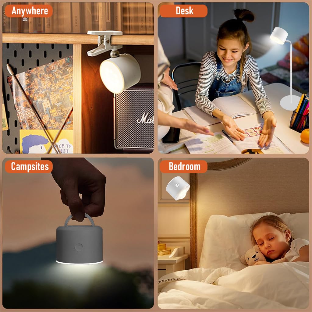 ELEPHANTBOAT Table Lamp for Study with 4 in 1 Design and 360° Magnetic Ball | USB Rechargeable