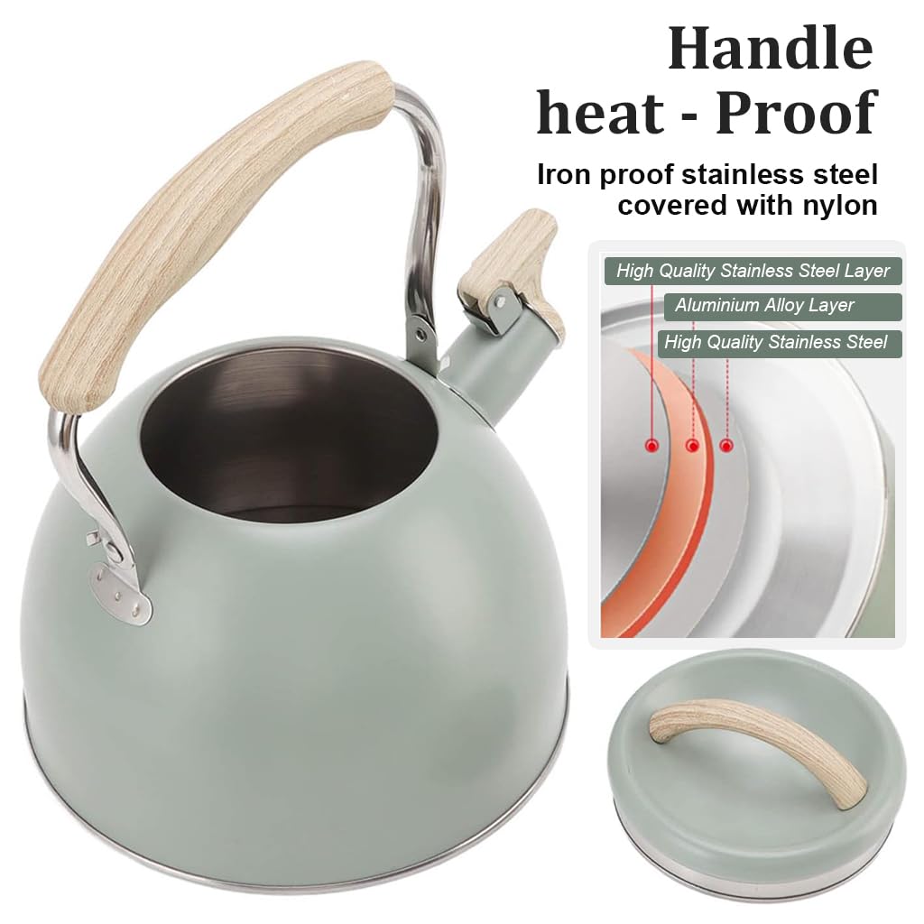 Supvox Tea Kettle for Stove and Induction featuring 3L Capacity with Whistling Spout and Anti Scald Handle