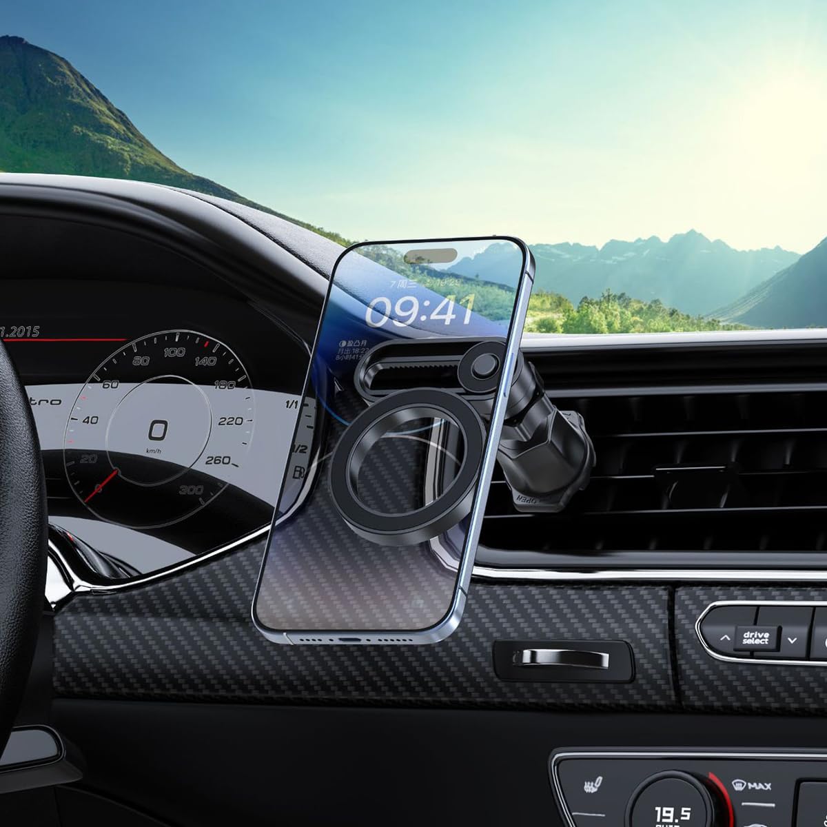 STHIRA Magnetic Phone Holder for Car Air Vent with 360° Rotation and Telescopic Alloy Hook