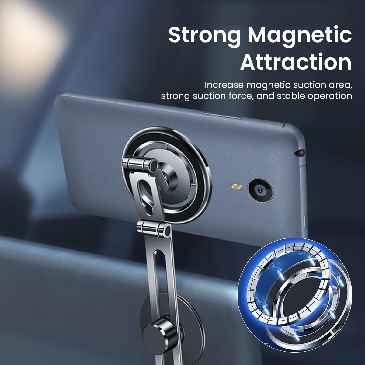 STHIRA Adjustable Magnetic Mobile Holder for Car Dashboard with 360 Rotation and Aviation Aluminum Build