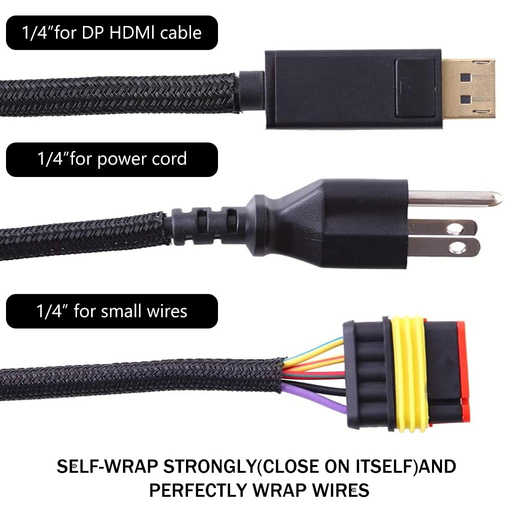 Supvox 6.6ft Cable Protector Wire Loom Tubing Sleeve Split Sleeving for USB Power Cord Audio Video Cable Cable Jacket Protect Mouse Cat from Chewing Cords - Black