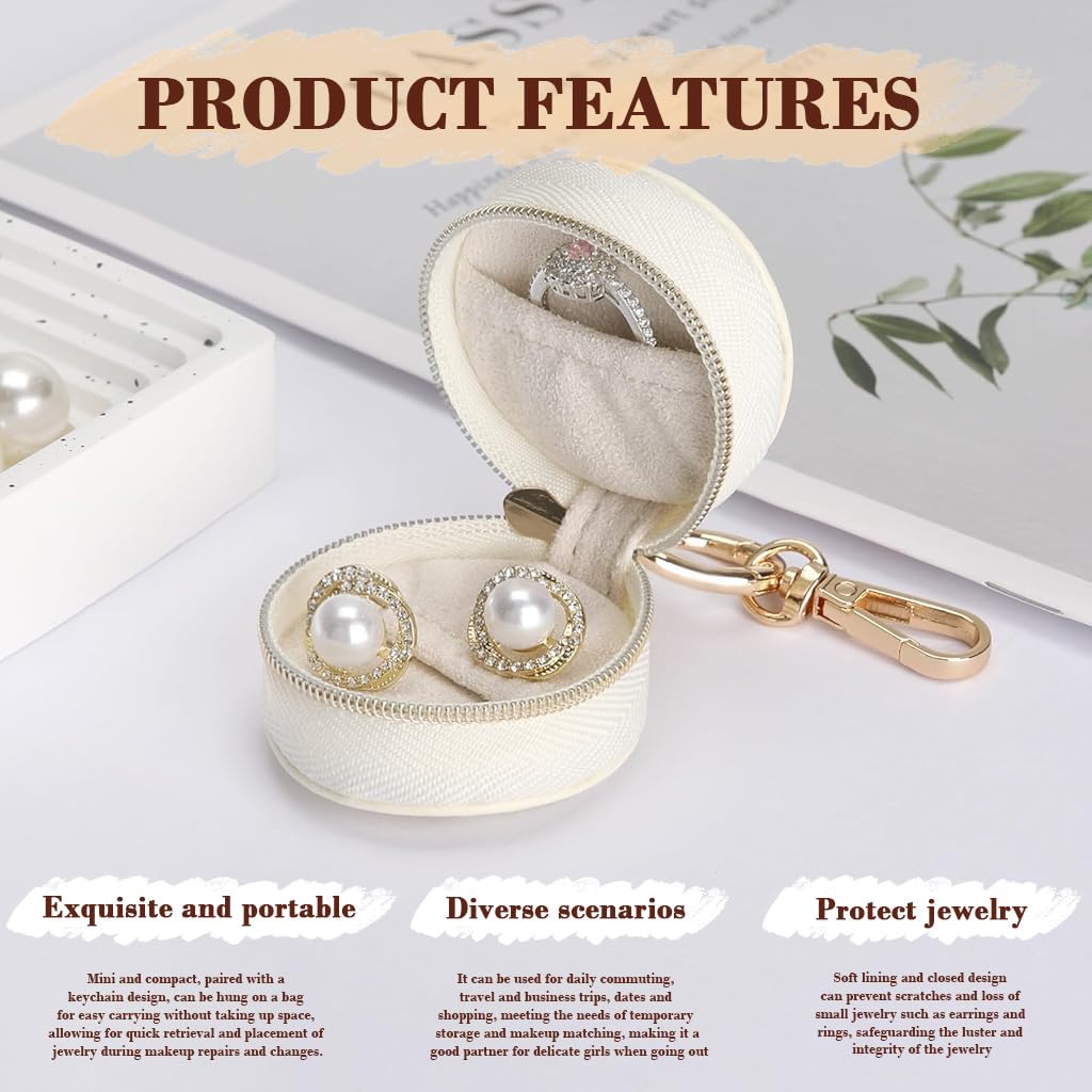 SANNIDHI Keychain Mini Jewellery Organiser Box for Travel with Metal Clasp and PU Leather | Ideal Gift for Women and Girls