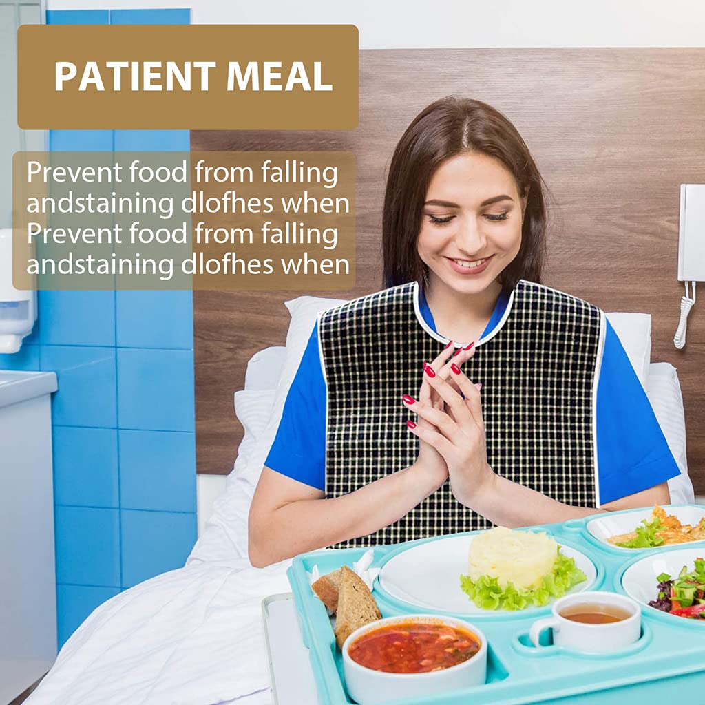 HASTHIP Adult Bibs for Elderly with Waterproof PVC Lining 78 x 44cm | Washable Green Dining Protector