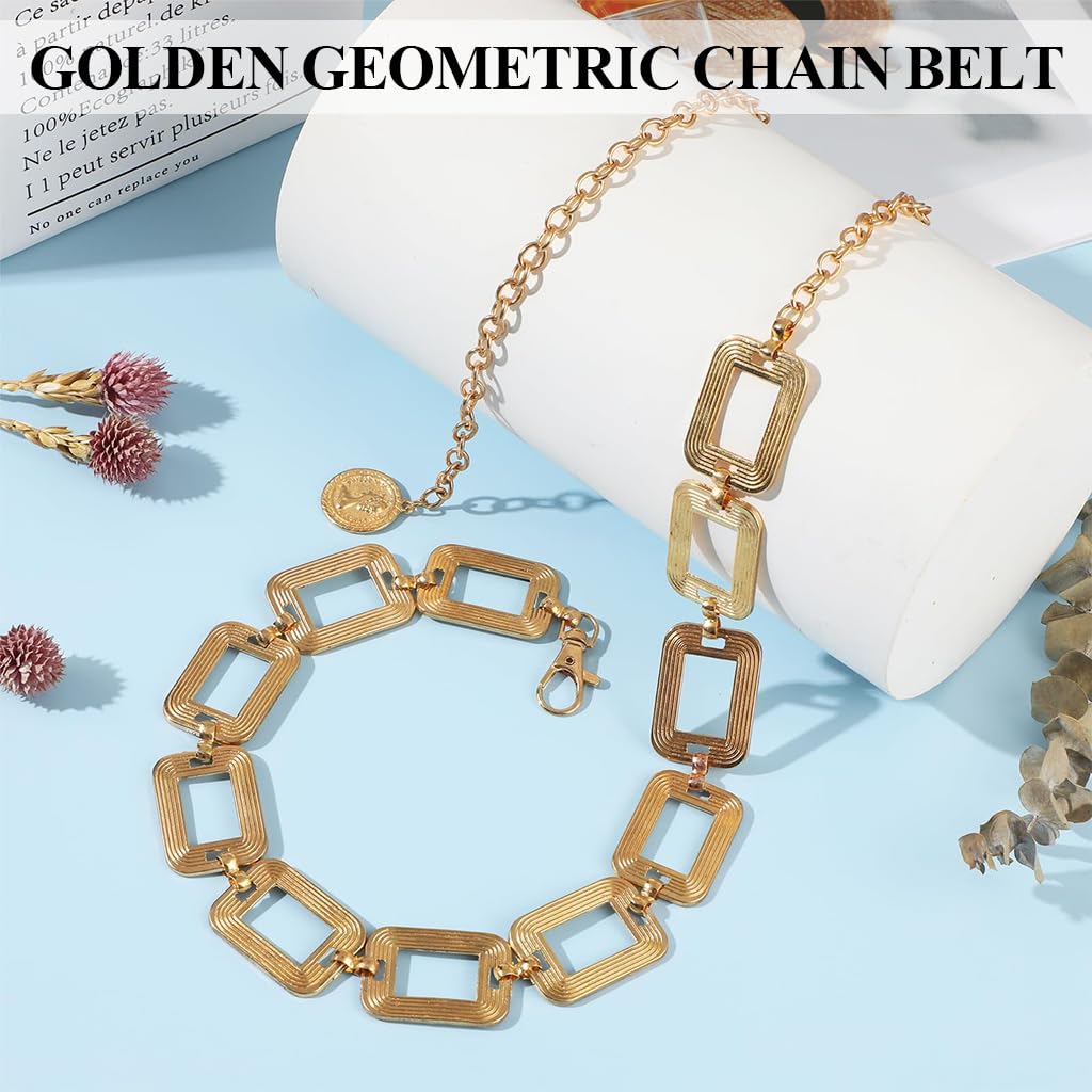 SANNIDHI Waist Chain for Women with Adjustable Loop Links in Golden Metal | 2 PCS Set