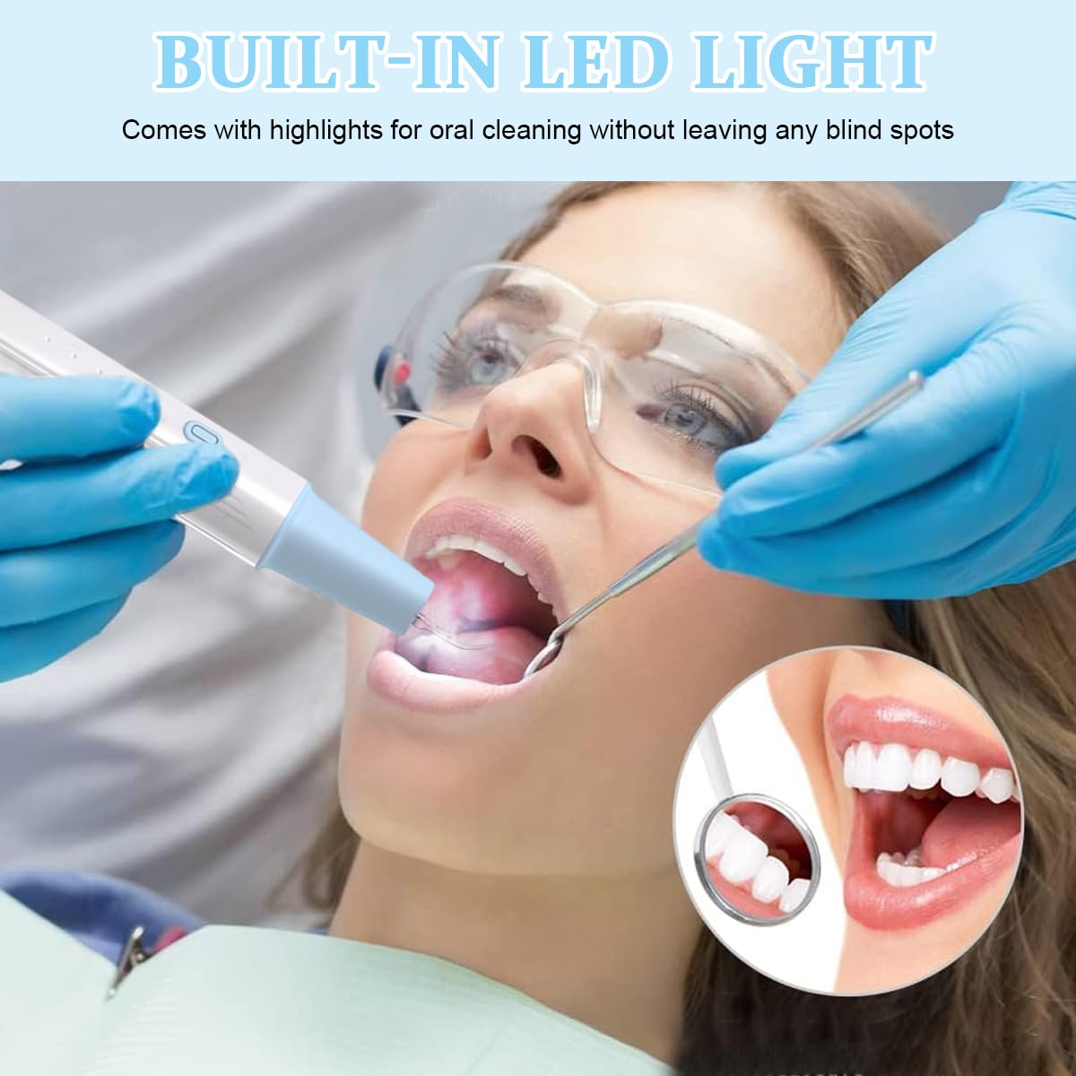 HANNEA Ultrasonic Plaque Remover for Teeth Cleaning with LED Light and 3 Modes | Cordless USB Rechargeable 500mAh Device