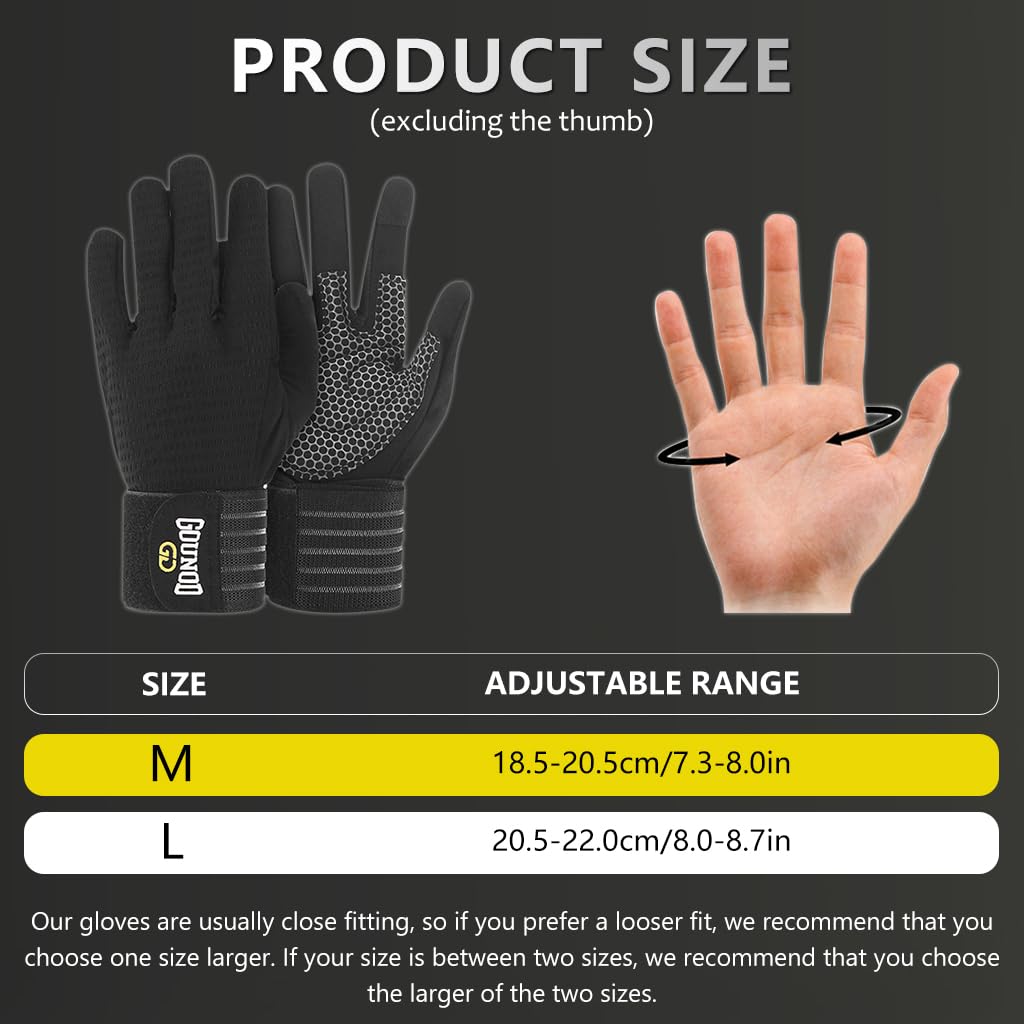 Proberos Workout Gloves for Weightlifting with Wrist Support and Anti Slip Grip | Full Finger Protection for Men and Women