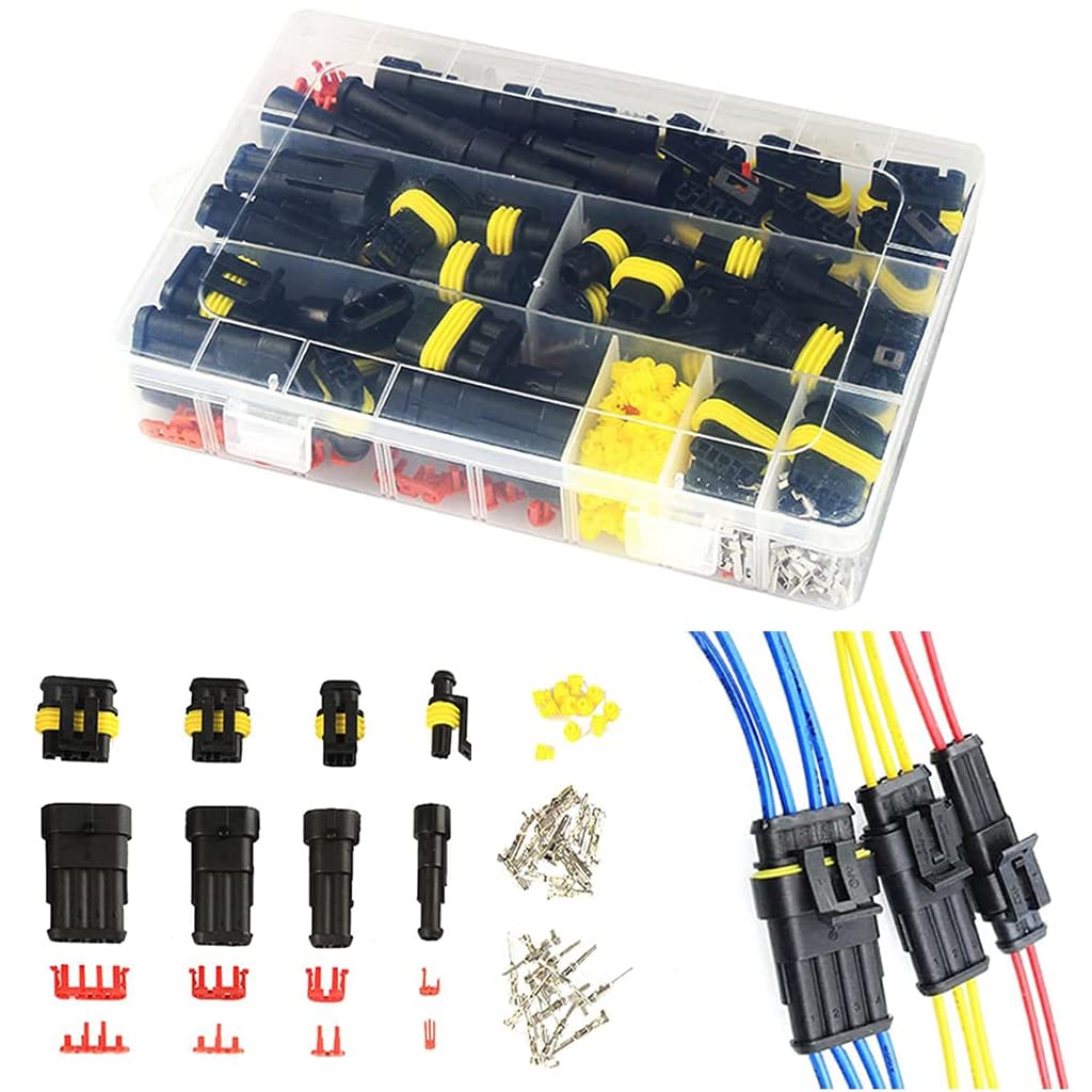 ZIBUYU® 352pcs Waterproof Car Electrical Connector Terminals Automotive Electrical Wire Connector Plug Kit 1/2/3/4 Pin Connectors Male and Female