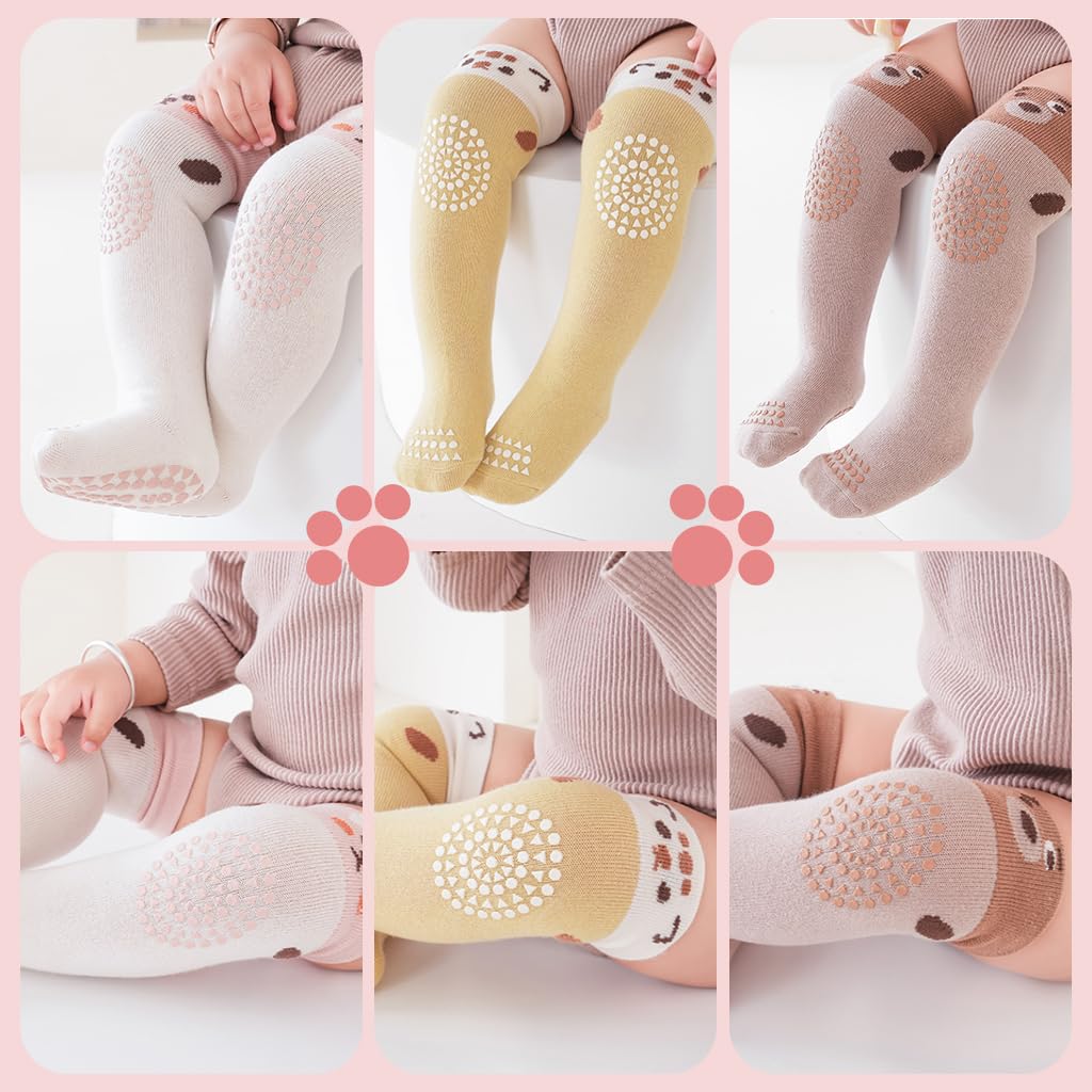 SNOWIE SOFT Baby Girls Knee High Stockings with Breathable Mesh Cotton | 3 Pairs for 0–3 Years