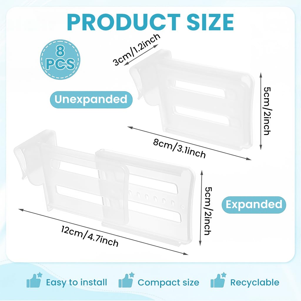 ZIBUYU Refrigerator Door Organizer for Kitchen Storage with Adjustable Dividers 8 Pack