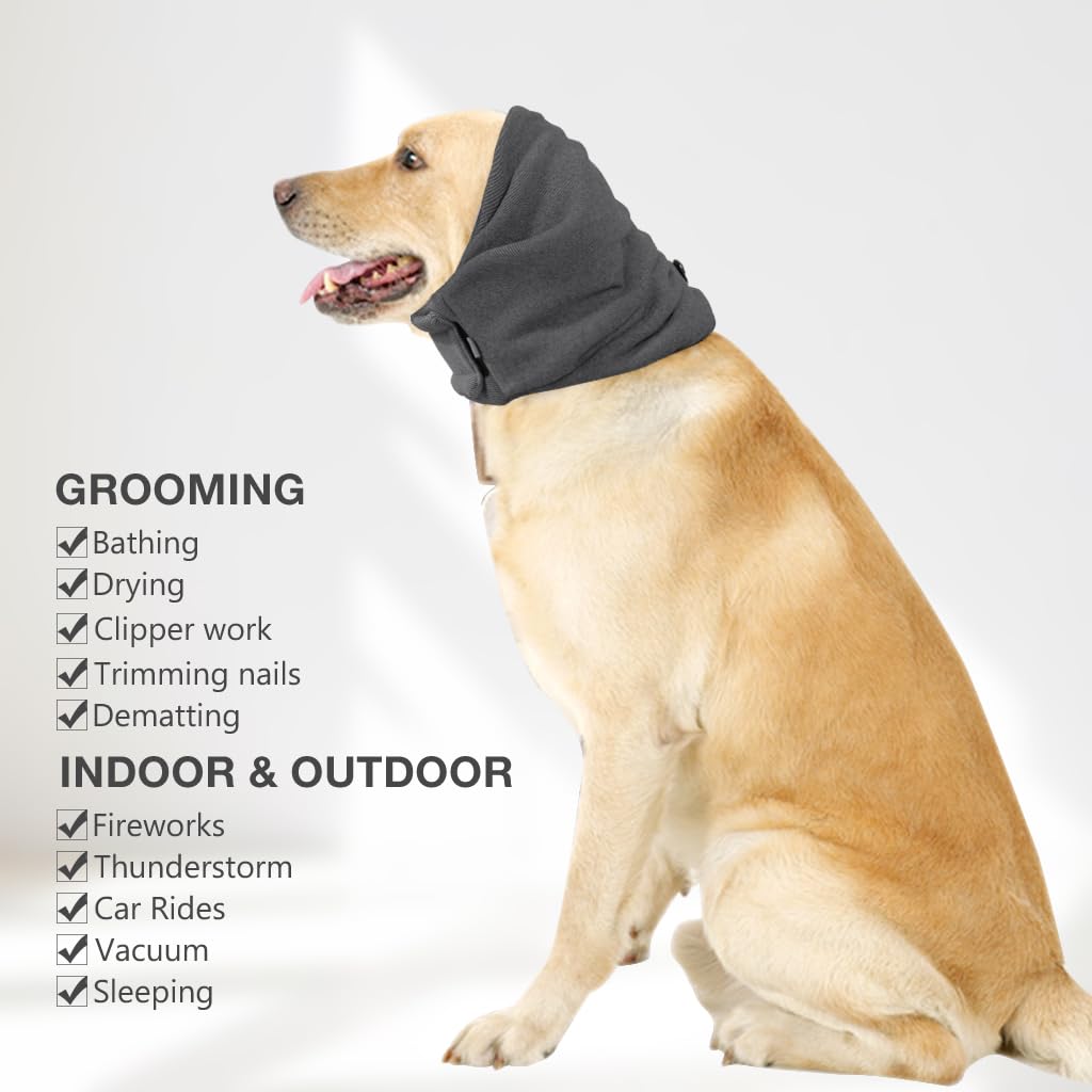 Qpets Dog Ear Muffs, Dog Hoodie Head Cover, Warm Cotton Dog Hat Headgear Pets Hoodie Soothing Ear Protector Muff for Calming Dogs/Aid Sleep/Protection Against Cold (Head Circle: 25-38cm)