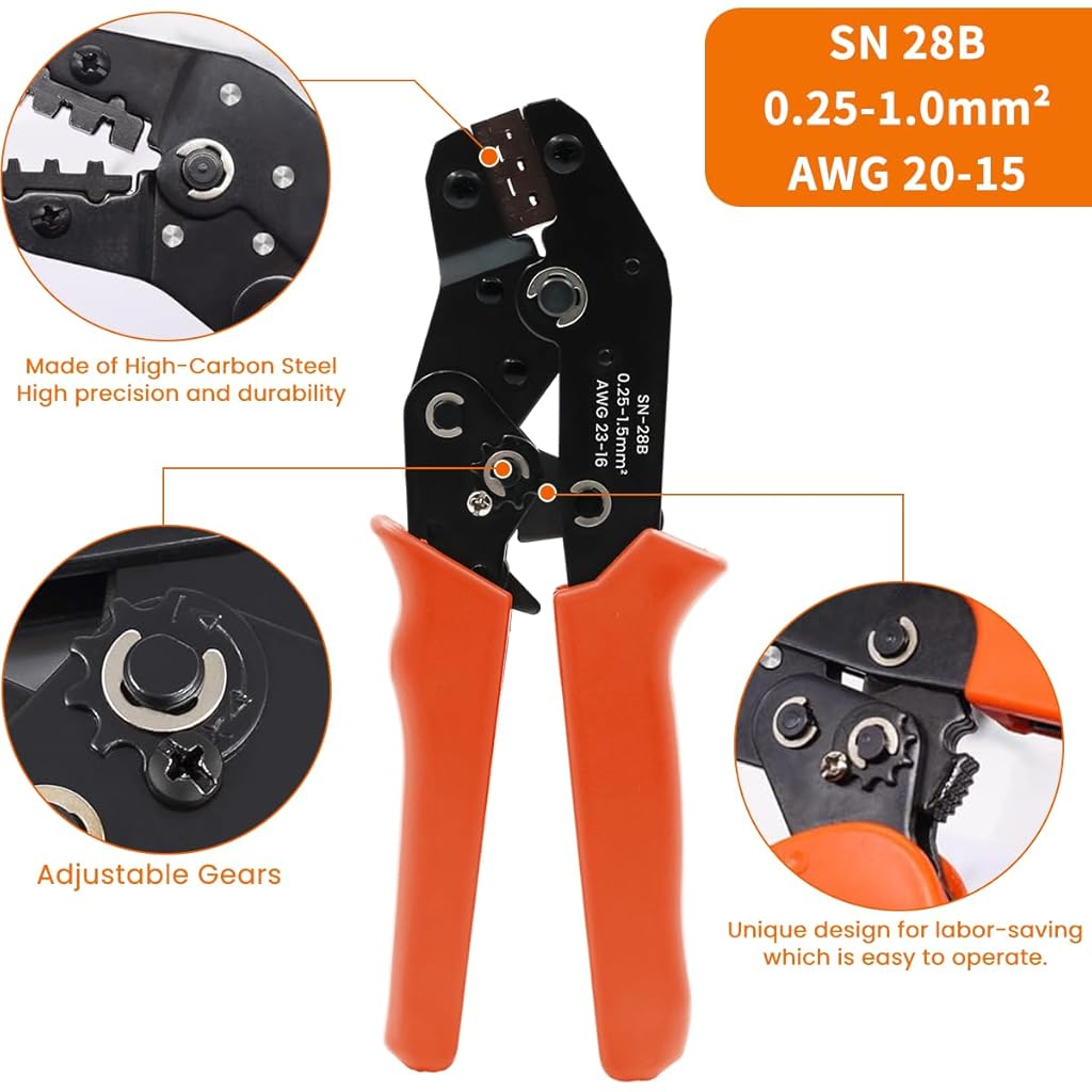 HASTHIP® Wire Crimping Tool Cutter Ratchet Crimper Set with 3100PCS Dupont Connectors Male Female Pin 0.25-1.5mm² for 2.54 3.96mm KF2510 23-16AWG