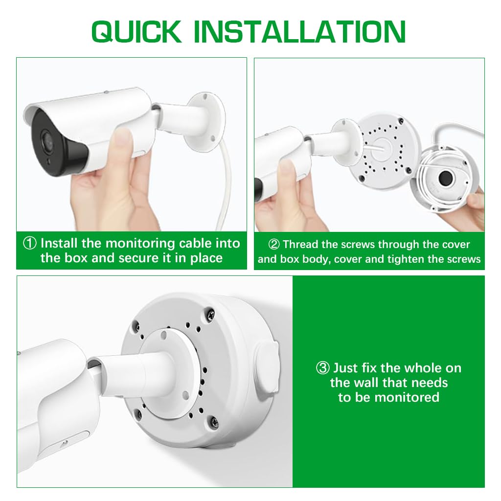 ZORBES Waterproof Bullet Security Camera Mount Bracket for Outdoor CCTV with 3.94x1.89 in White ABS Junction Box | Hides Cables and Resists Rain