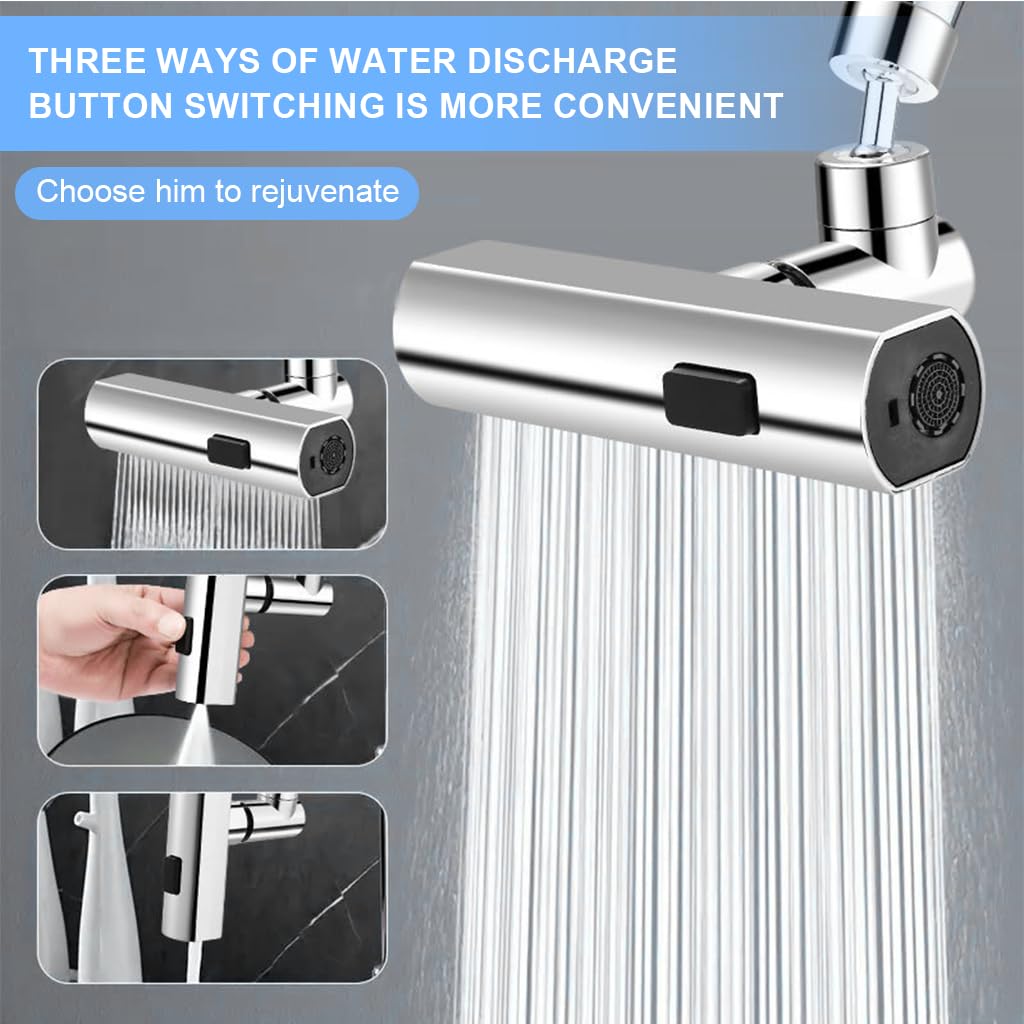HASTHIP Tap Extender for Kitchen Sink with 22mm Female Thread featuring 360° Swivel | 3 Spray Modes and ABS Metal Connector