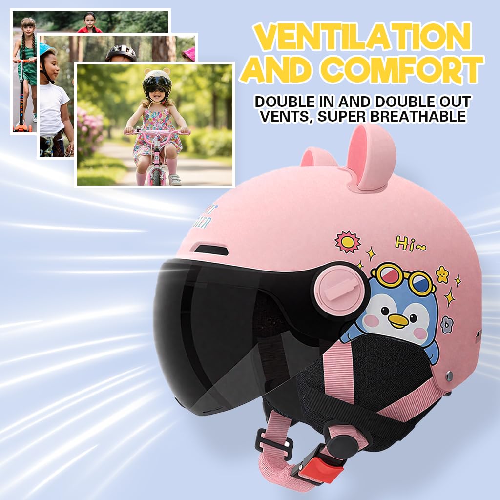 Proberos Kids Bike Helmet for Cycling with UV400 Goggles and EPS Impact System | Pink