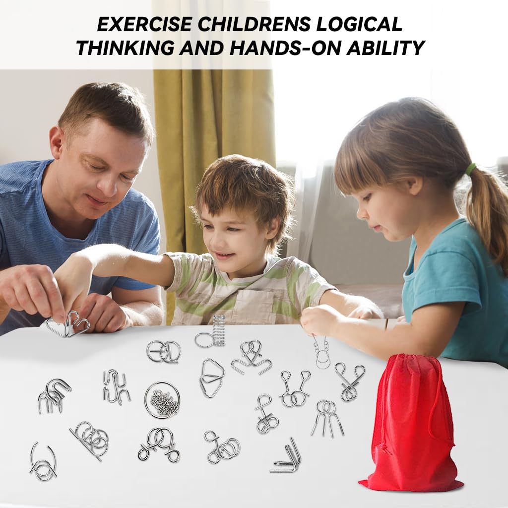 PATPAT Brain Teasers Toy for Kids and Adults with 18 Metal Puzzles | Boost Focus and Fun