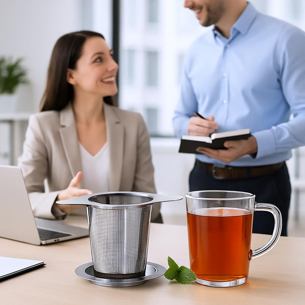 ZIBUYU Tea Infuser for Loose Leaf Tea with Lid featuring Fine Mesh Stainless Steel | 3PCS Set