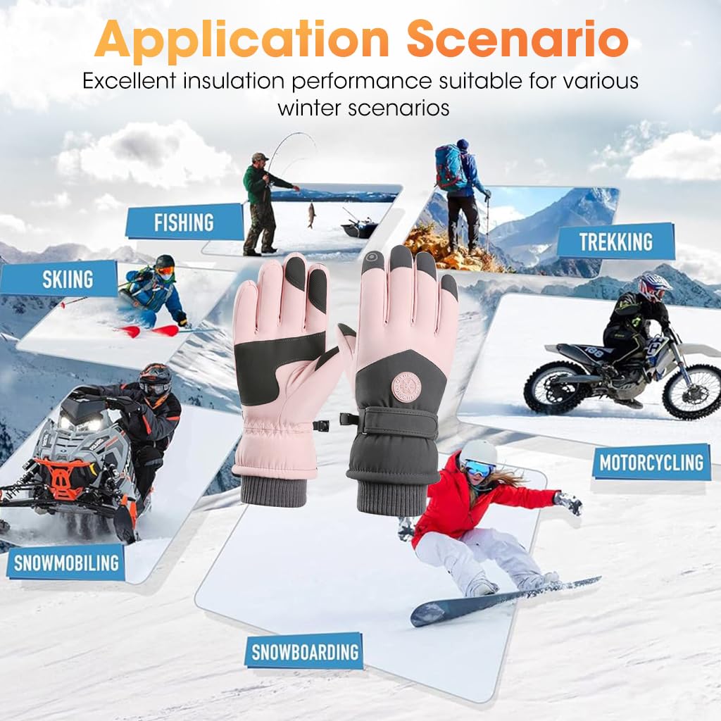 GUSTAVE Winter Gloves for Women with Touch Screen and Anti Slip Design | 26cm Warm Splashproof Cotton Polyester