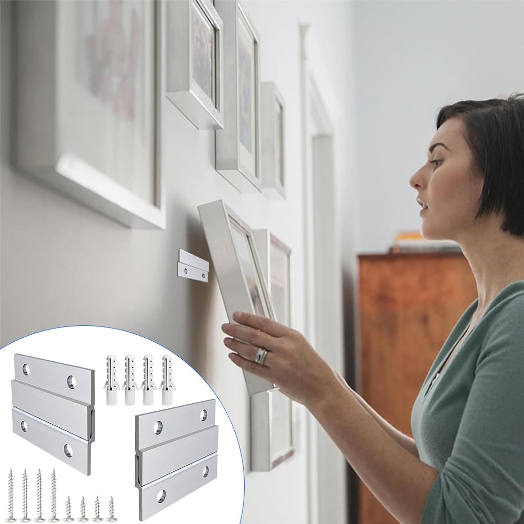 Serplex Cleat Hanger Kit 2 inch 2 Pairs for Wall Frames with Invisible Screw Mount | Aluminum 30lb Duty