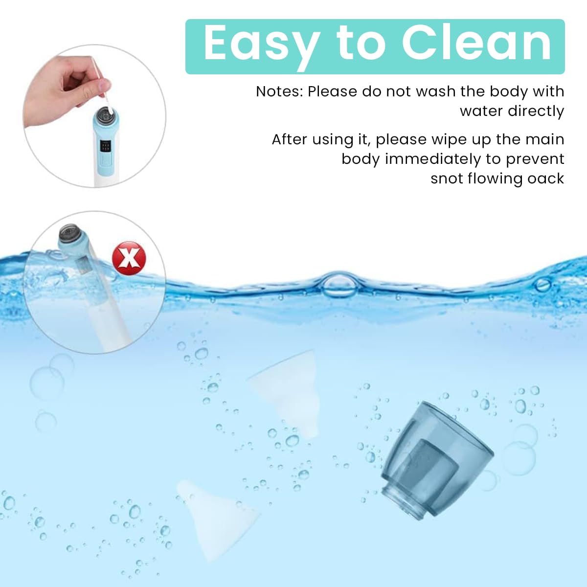 SNOWIE SOFT USB Nasal Aspirator for Baby Electric Baby Nasal Aspirator Mucus Sucker for Baby Silent Baby Mucus Remover with 6 Adjustable Suction Strength Waterproof Baby Nasal Aspirator