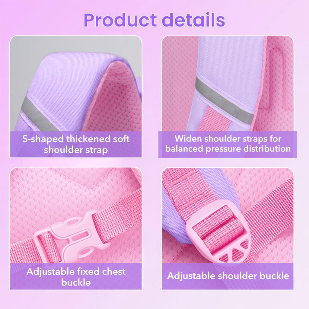 SANNIDHI School Backpack for Girls with Dual Zipper and Breathable Padded Back | 27x15x41cm