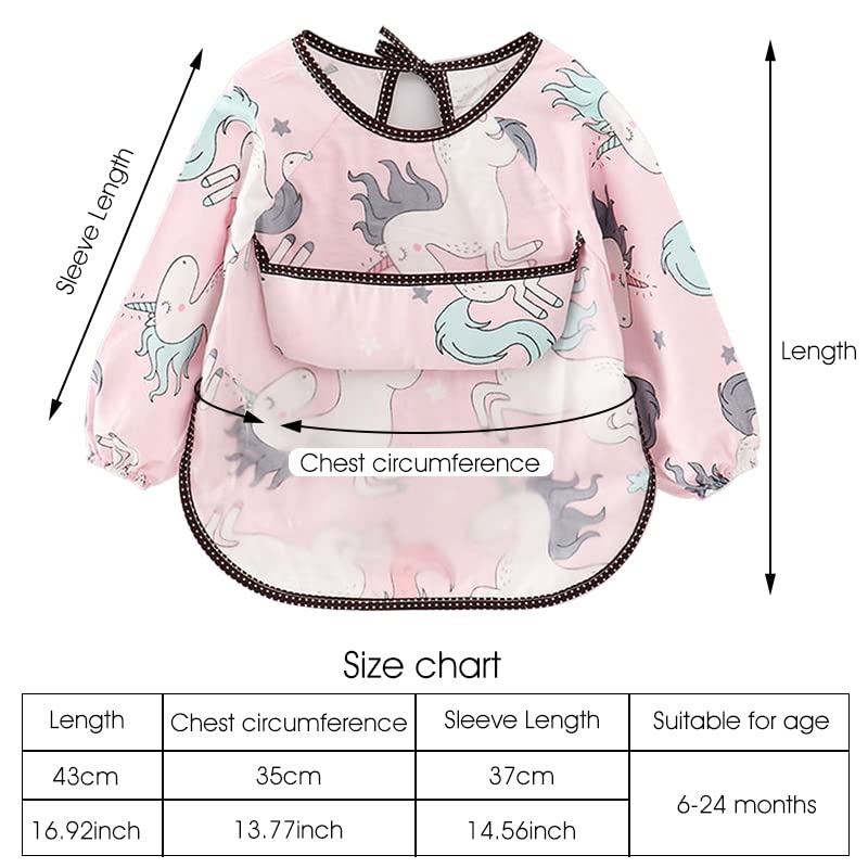 SNOWIE SOFT Sleeved Baby Bib for Feeding with 43cm Length and Crumb Catcher Pocket | Waterproof Cotton for 6–24 Months