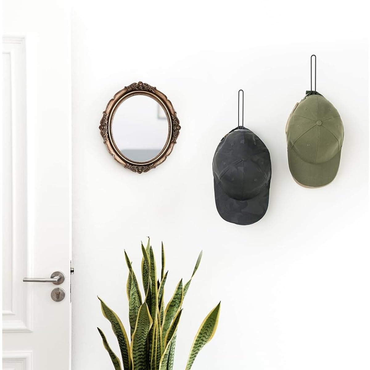 HASTHIP Wall Hat Organizer for Closet and Door featuring Screw-Mounted L Shape Metal Design | Holds 10 Caps, Black