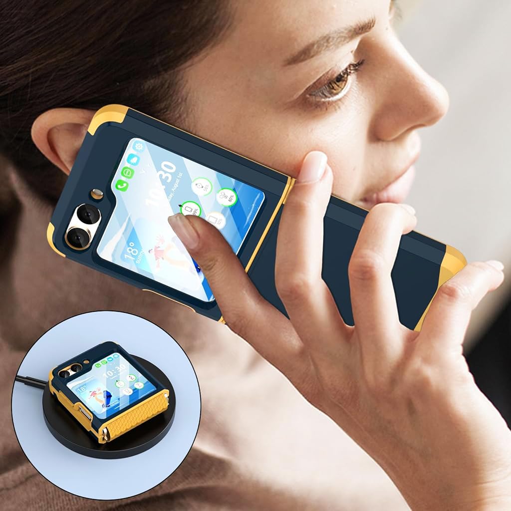 ZORBES Phone Case for Samsung Galaxy Z Flip 6 with 3.4 in Screen Cover and Hinged TPU Design