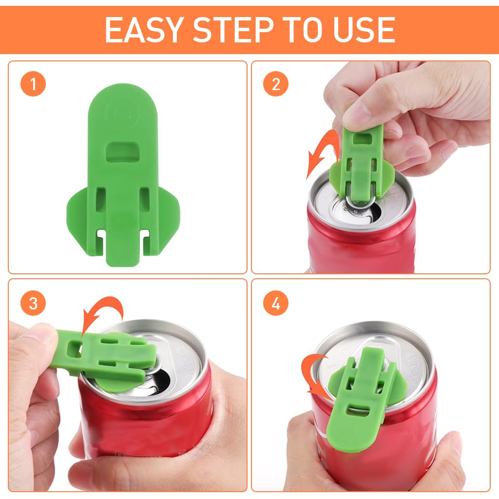 HASTHIP Manual Can Opener 6 Pack for Soda & Beer with Slide Switch | Tough Plastic for Everyday Use