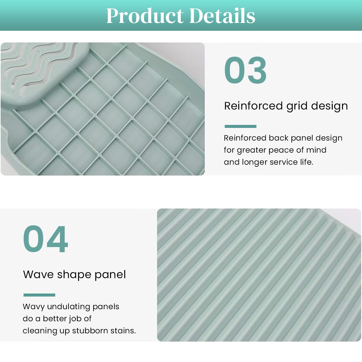 HASTHIP Wash Board for Hand Washing Clothes with Built-In Soap Slot and Non-Slip Grips | ABS Laundry Scrub Pad for Home and Dorm Use