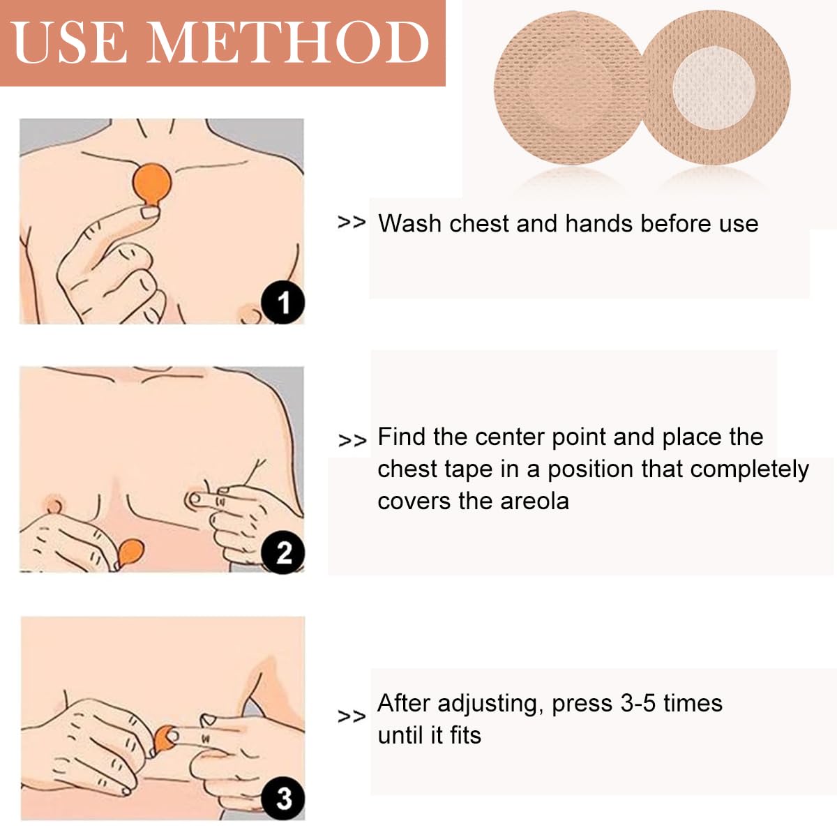 HANNEA Nipple Covers for Men 60 Count with Non Woven Adhesive featuring Nude Invisible Pads | Prevents Chafing and Irritation During Running