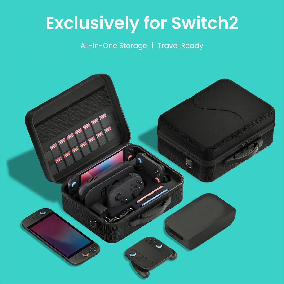 ZORBES Carrying Case for Switch 2 2025 with 14 Game Card Slots and Waterproof Nylon Design