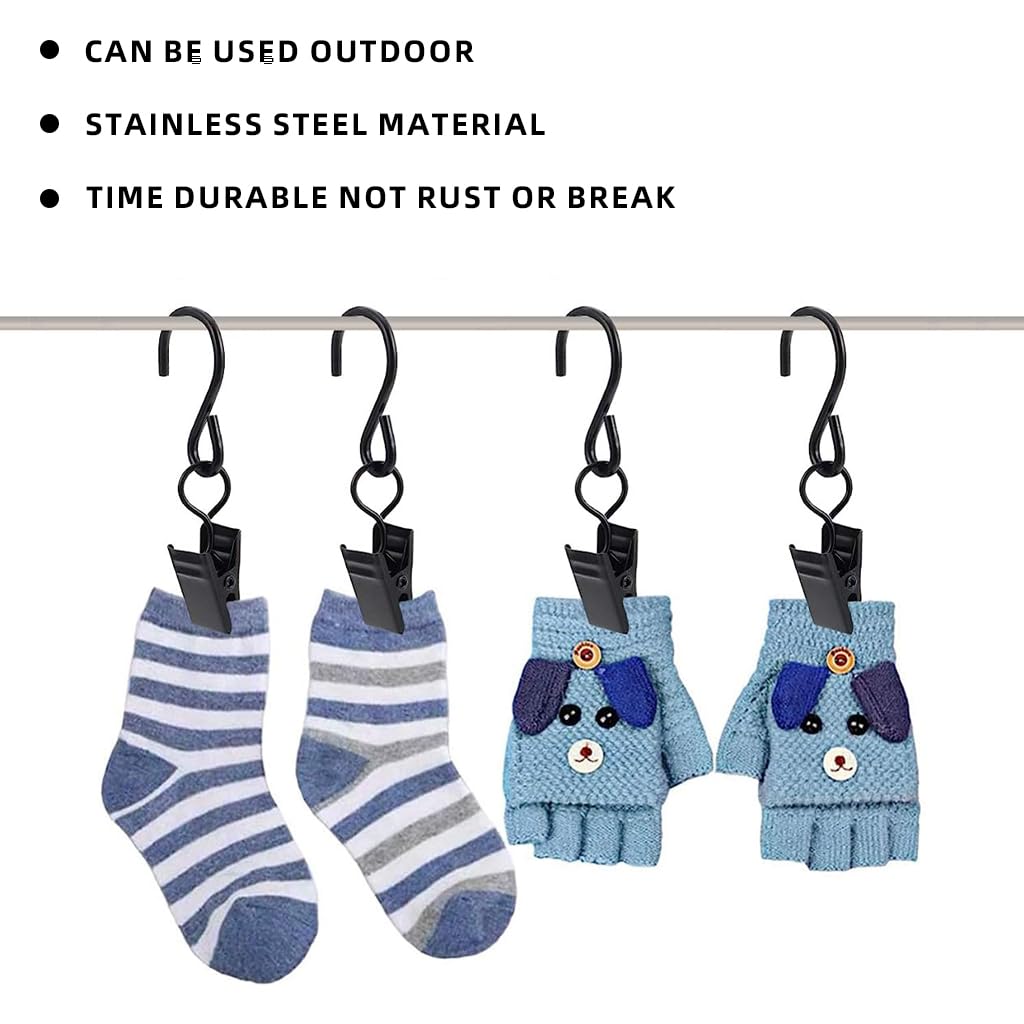 HASTHIP S Hooks Curtain Clips for Party Lights and Crafts 20pcs 2.4in Stainless Steel | Indoor Outdoor Hanging Use