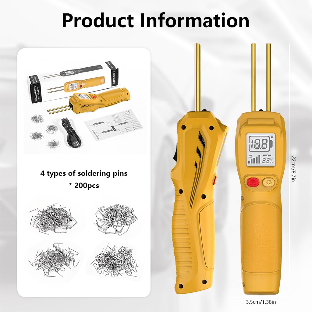 Serplex Cordless Plastic Welder for Car Bumper Repair with 500W Power and 200PCS Hot Stapler | LCD Display and 5000mAh Battery