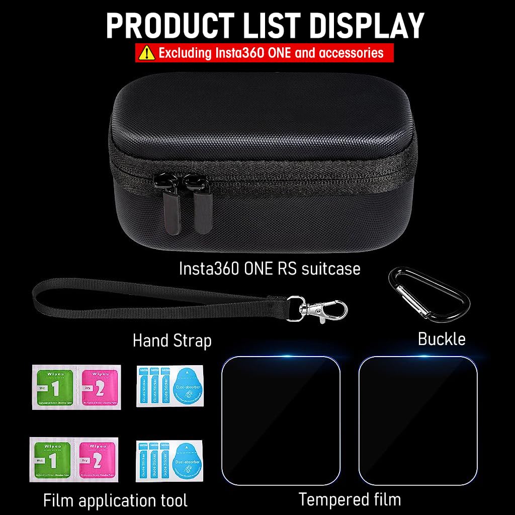 Carrying Case for Insta360 ONE RS Camera with 170 x 90.8 x 72.6mm Shell and Dual Zipper | Waterproof PU Bag featuring Custom Compartments
