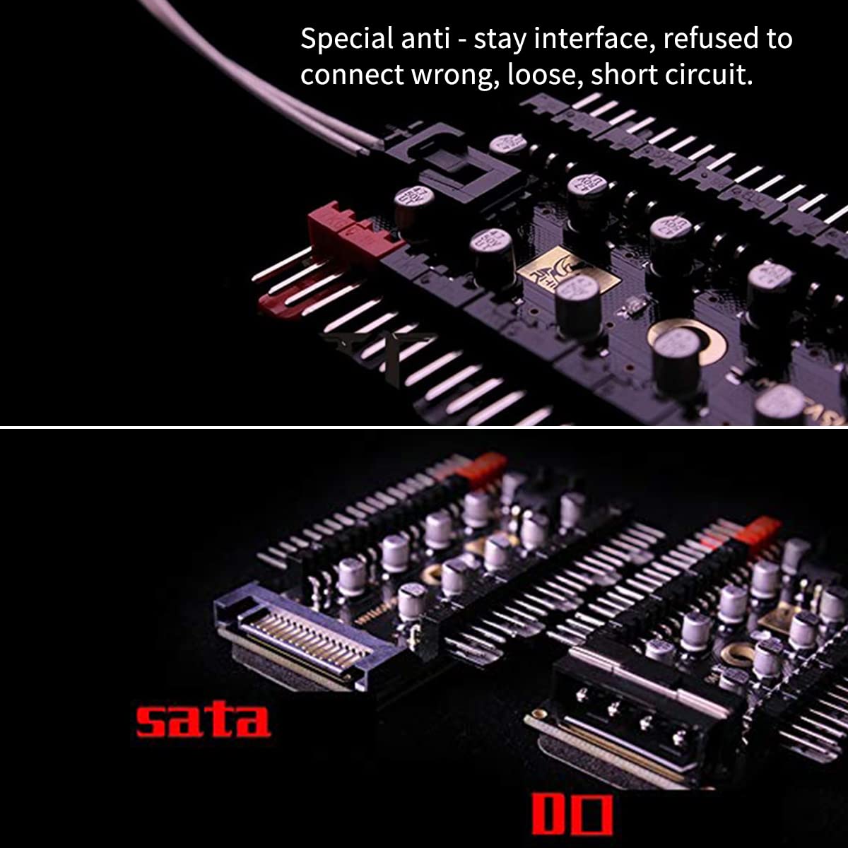 Verilux® Chassis Fan Hub CPU Cooling Fan Hub 10 Port 12 V SATA to Fan Adapter with 4 Pin PWM Controller Dedicated Supply from PSU to Link Multiple Points for ATX Computer Case 4-Pin 3-Pin Cooling Fans