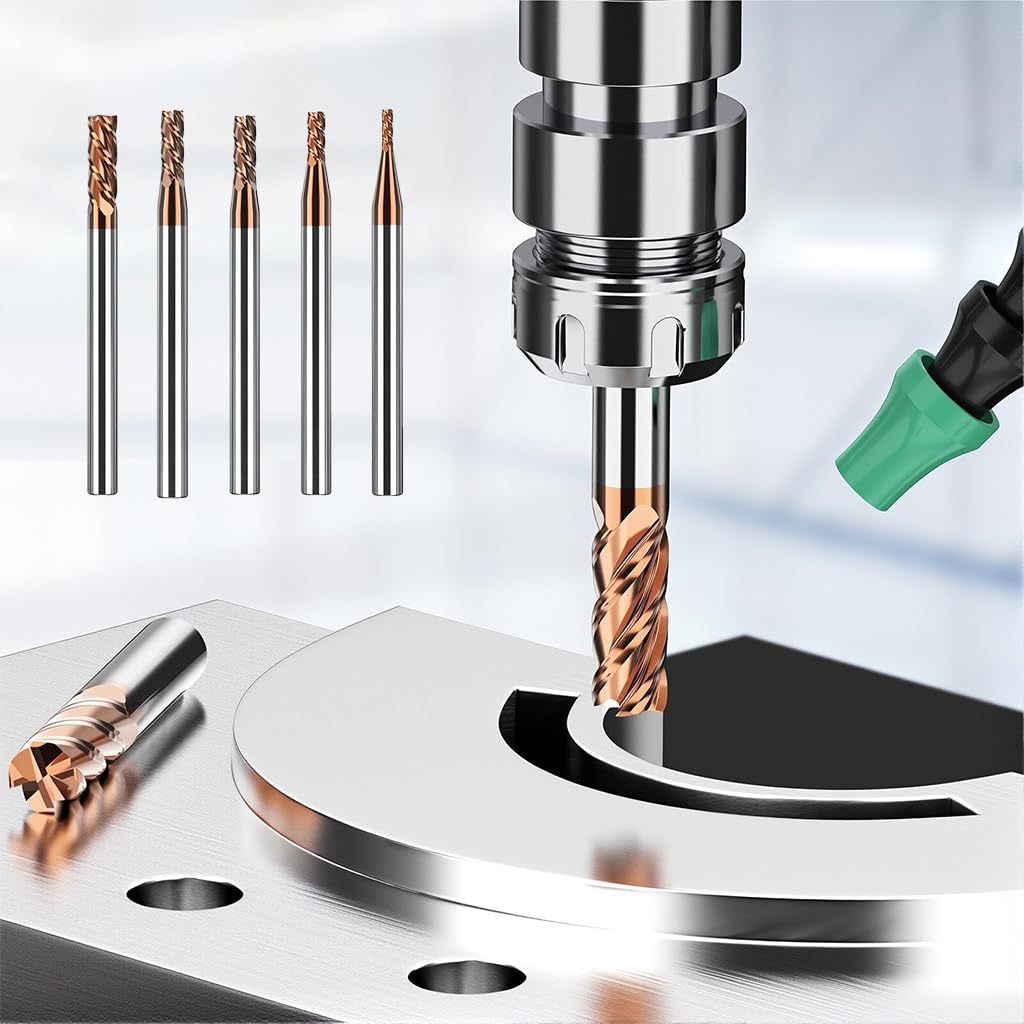 Serplex Carbide End Mill Cutter Set for CNC Machining with 4 Flutes and Tungsten Steel | 5 Pcs