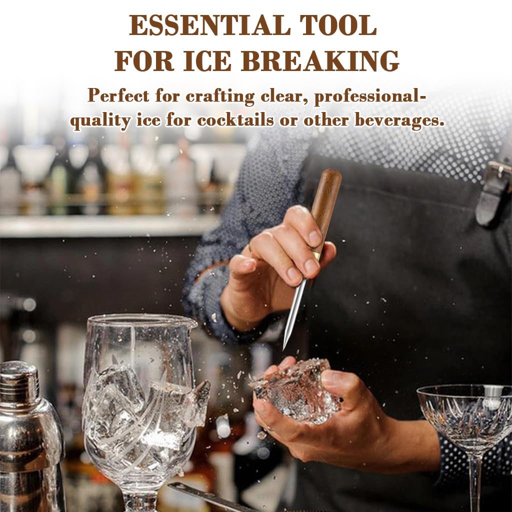 Supvox Ice Awl for Home Bar and Camping featuring 6.2 in Size and Ergonomic Wooden Handle