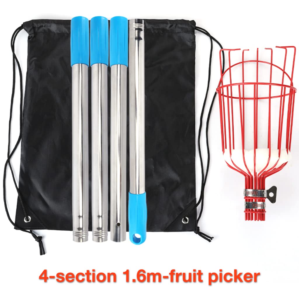 HASTHIP® 190cm Fruit Picker with Basket and Telescopic Pole, Fruit Plucker for Coconut, Mango and More, Easy to Use Fruits Catcher Tree Picker