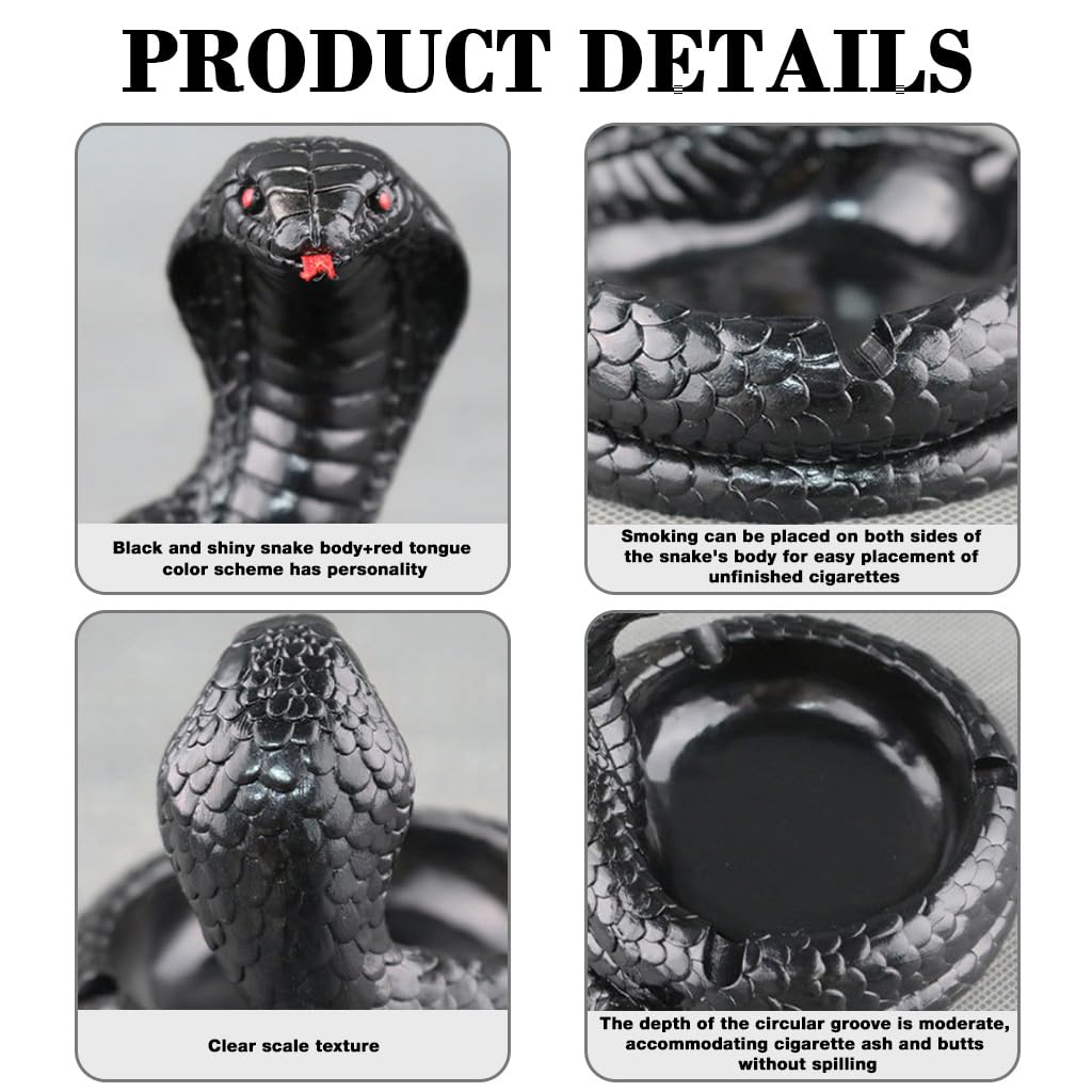 HASTHIP Ashtray for Home and Office Tabletop Use with Creative Design in Black Color