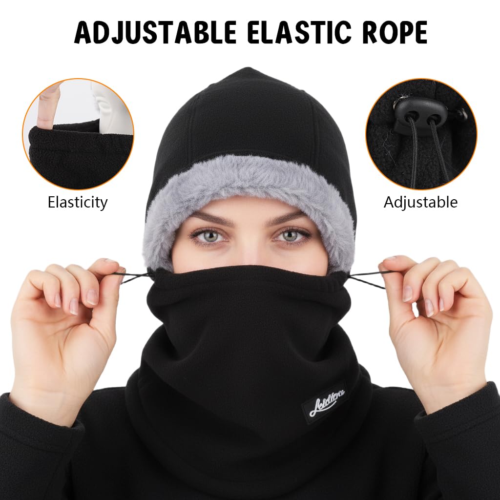 SANNIDHI Winter Balaclava for Riding and Skiing featuring Drawstring Face Cover | Warm Fleece Neck Gaiter for Men and Women