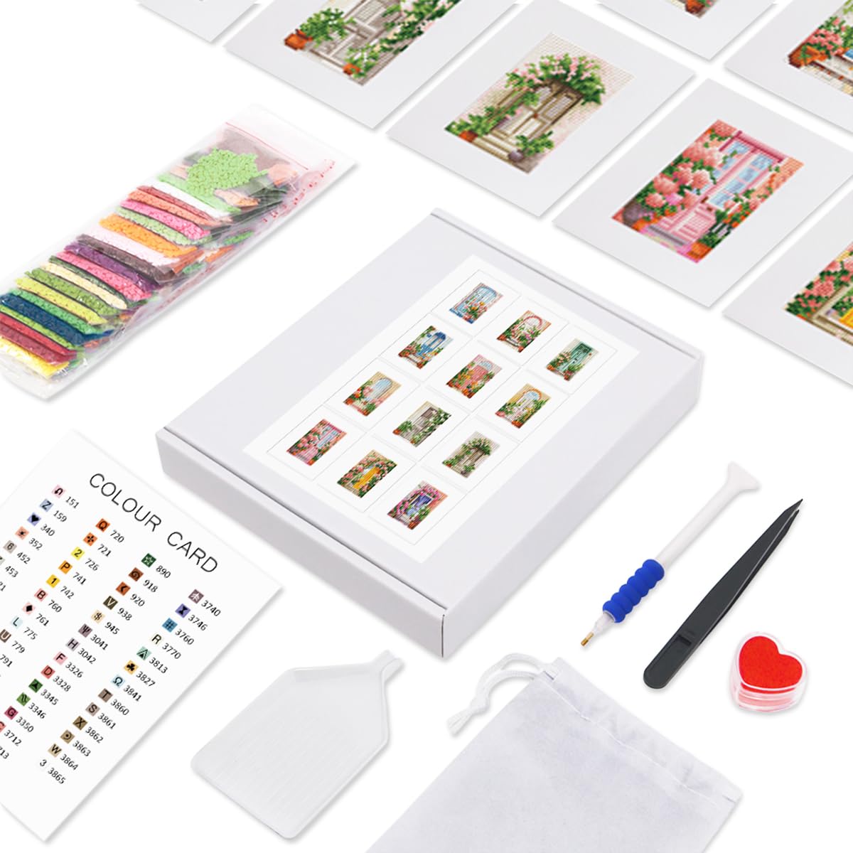 HASTHIP DIY Diamond Paint Craft Kit for Beginners with 12 Designs and Tools | 15x15cm Art Set