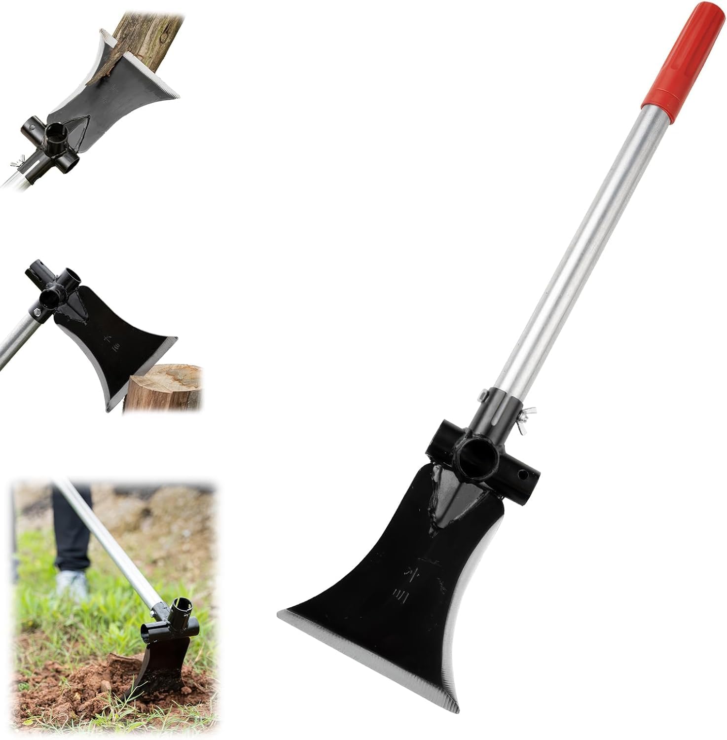 HASTHIP® Gardening Tool 3 In 1  Multifunctional Gardening Sickle Shovel Tool Axe Tool with 11.8'' Steel Handle High Carboon Steel Sickle Shovel Tool Versatile Gardening Handy Tool