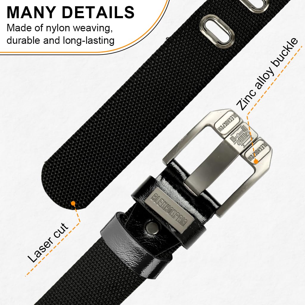 GUSTAVE Belts for Men with Pin and Tuck Closure featuring 120 cm Adjustable Nylon Strap | Black Casual Outdoor Wear