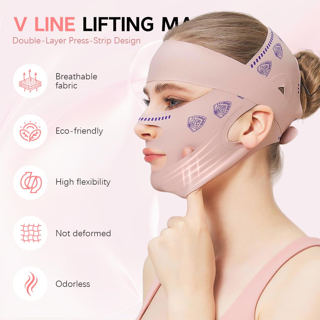 MAYCREATE V Line Face Lifting Mask for Double Chin Reduction with Adjustable Strap 2 PCS