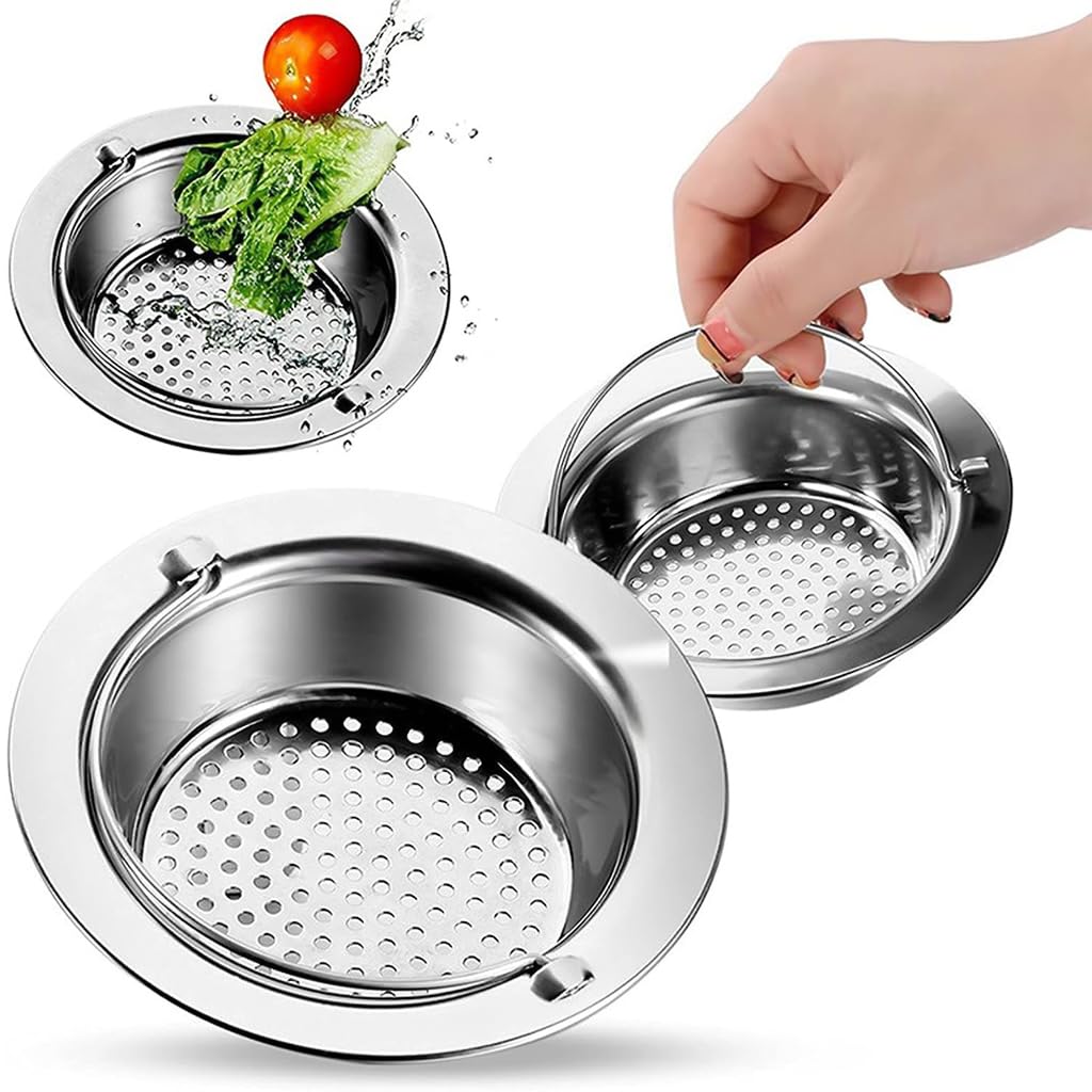 ZIBUYU Stainless Steel Bathroom Sink Drain Filter Shower Cover Kitchen Sink Strainer Basket Catcher 1 Pack 4.33 inch